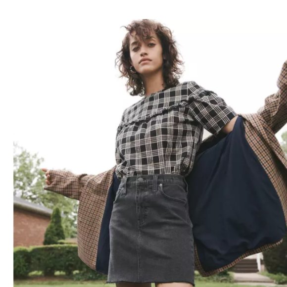 Madewell Ruffle-Yoke Top in Metallic Plaid - Picture 4 of 5